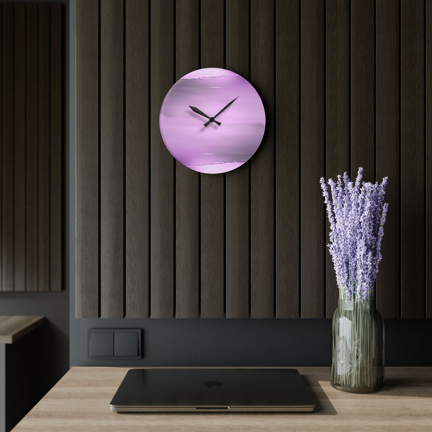Dark Pink Sea Amethyst Fog Acrylic Wall Clock, Round or Square, 10.75" x 10.75"
