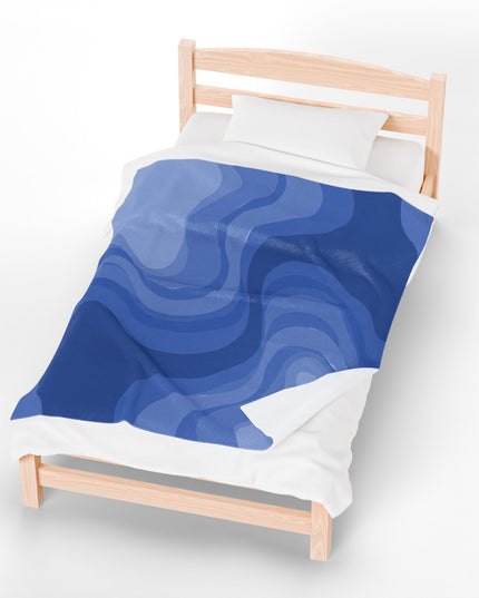 Deep Blue Wavey Velveteen Plush Blanket, 50" x 60"