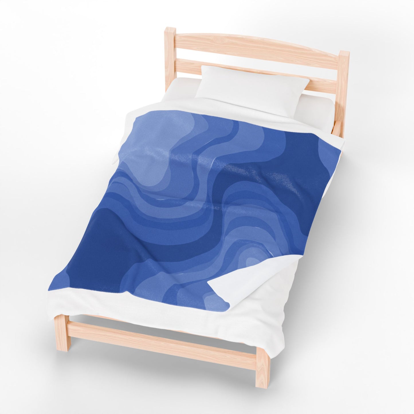 Deep Blue Wavey Velveteen Plush Blanket, 50" x 60"