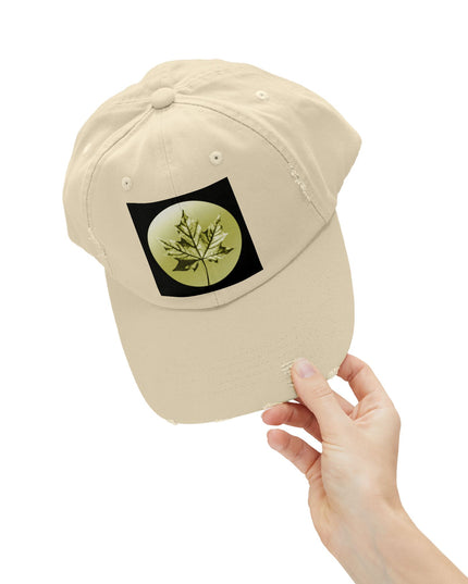 Lemongrass Maple Leaf Unisex Distressed Cap