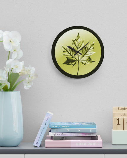 Lemon Maple Leaf Acrylic Wall Clock, Round or Square, 10.75" x 10.75"