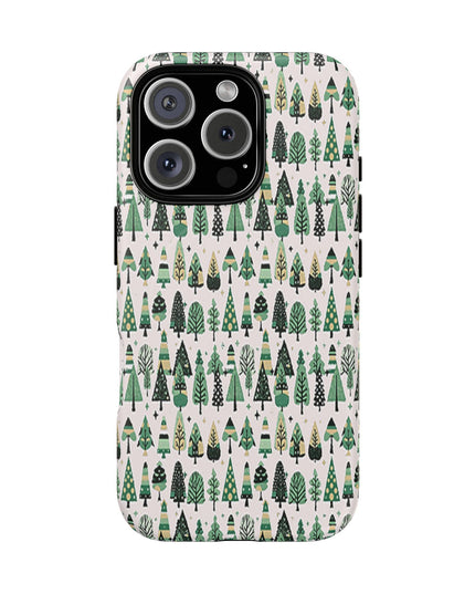 Mini Vintage Green Trees Iphone 16 Pro Tough Magnetic Cases
