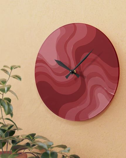 Power Red Wavey 10.75" x 10.75" Round or Square Acrylic Wall Clock