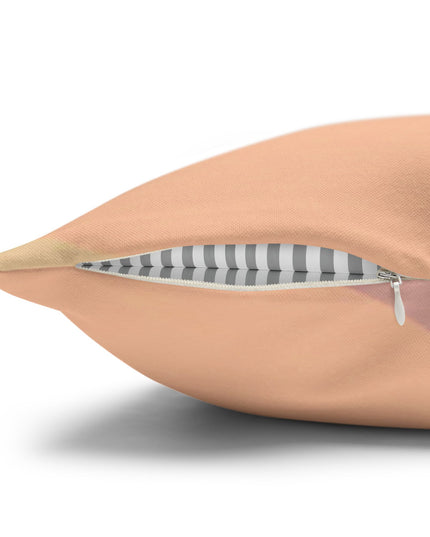 Pastel Hot Peach Patches Spun Polyester Square Pillowcase, 14" x 14"