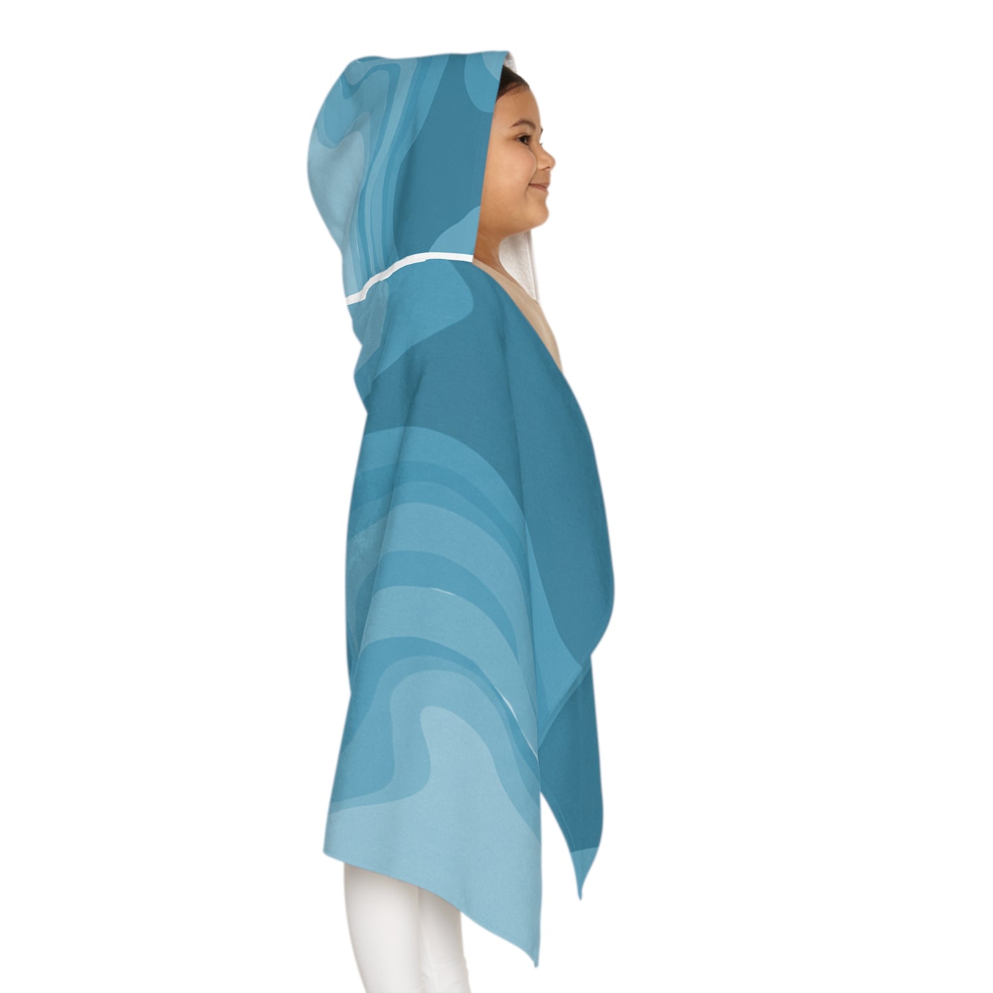 Sky Blue Wavey Youth Hooded Towel, 24" x 48"