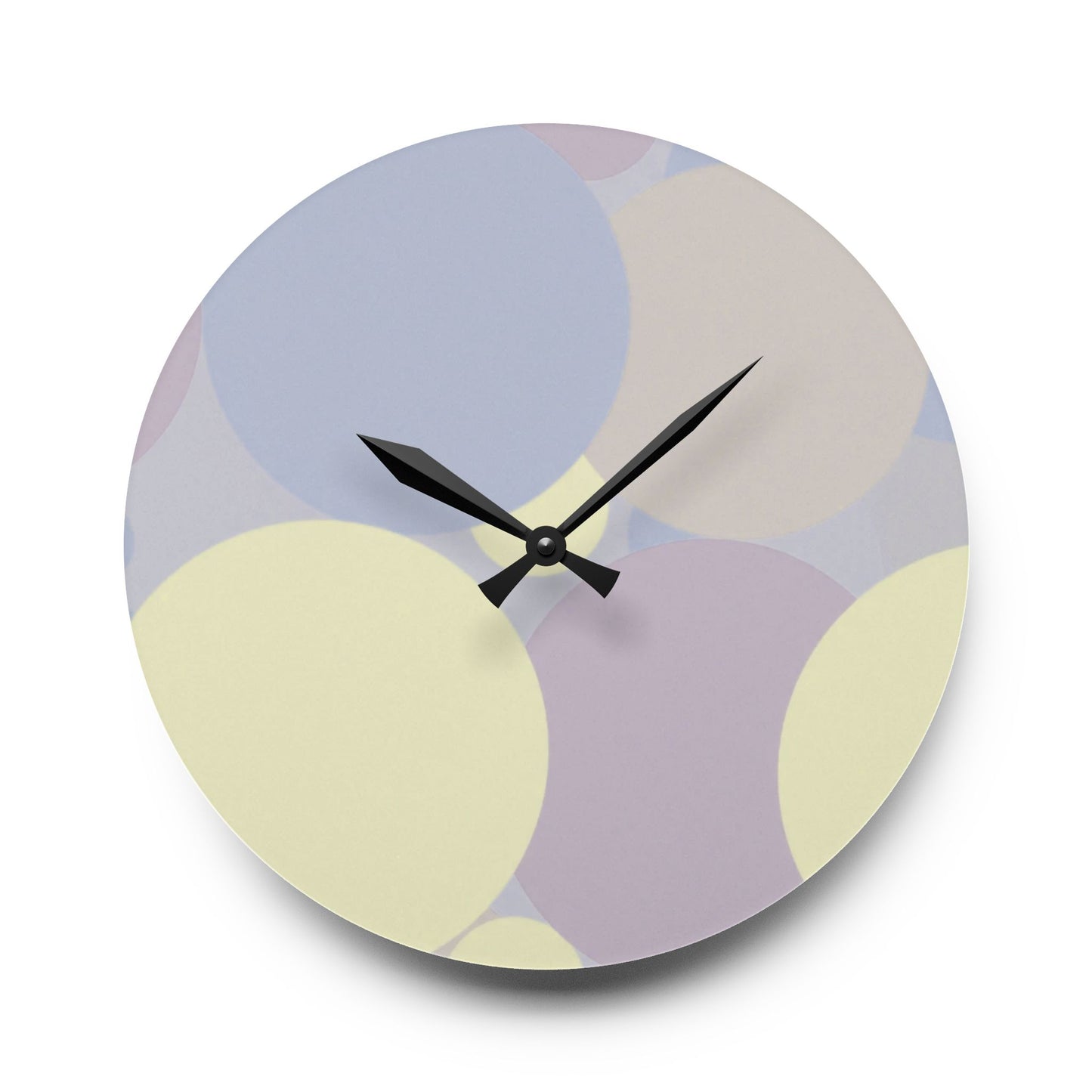 Pastel Soft Blue and Soft White Patches Acrylic Wall Clock, Round or Square, 10.75" x 10.75"