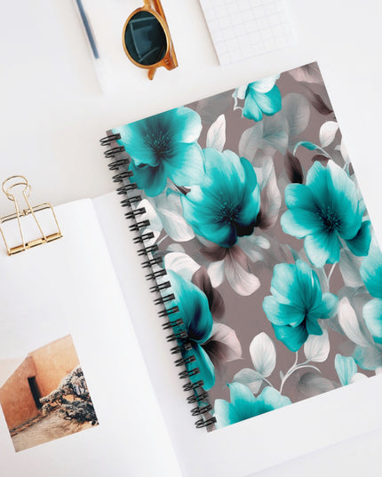 Tif Green Gray Floral Bunch Spiral Notebook - Ruled Line, 6" x 8", 118 pages