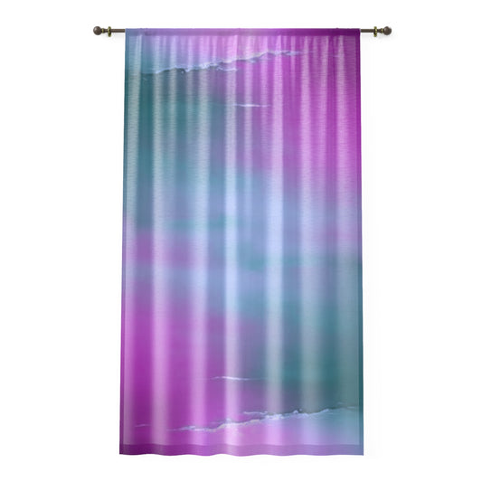 Dark Blue Green Sea Purple Fog Window Curtain, 50" x 84", partially transparent