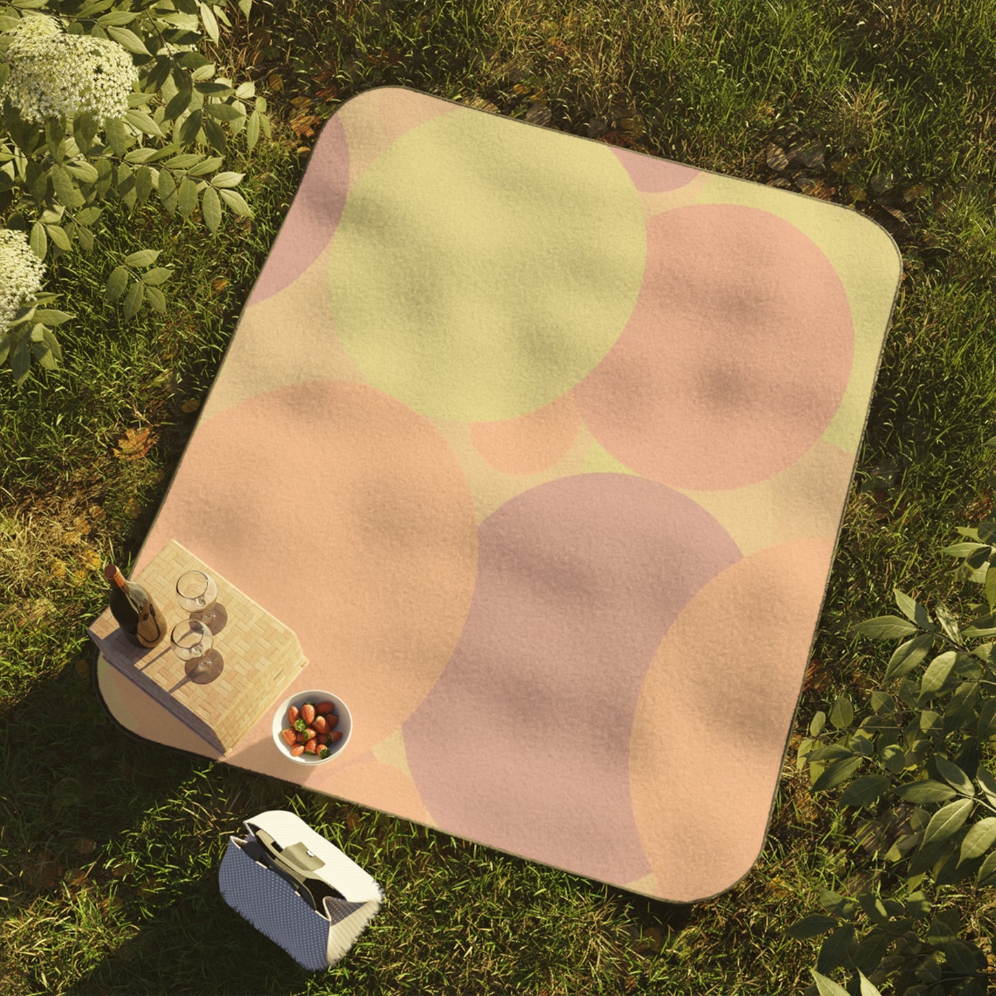 Pastel Hot Peach Patches 61" × 51" Picnic Blanket