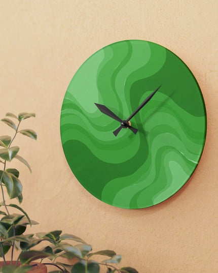 Greenie Meanie Wavey 10.75" x 10.75" Round or Square Acrylic Wall Clock