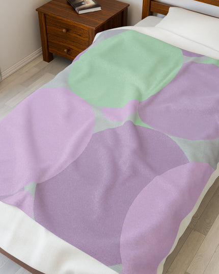 Pastel Lavender Purple and Soft Green Patches Velveteen Plush Blanket, 50" x 60"