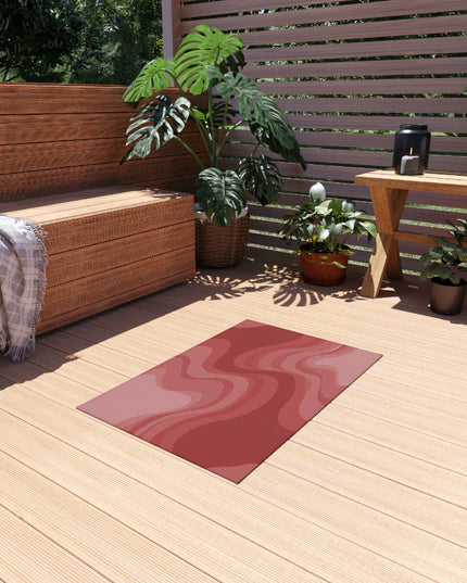 Power Red Wavey 24" x 36" Outdoor Rug