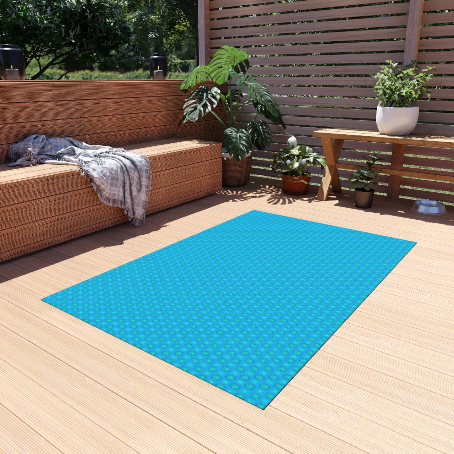 Light Blue Star-crossed Bodies Outdoor Rug, 48" x 72"