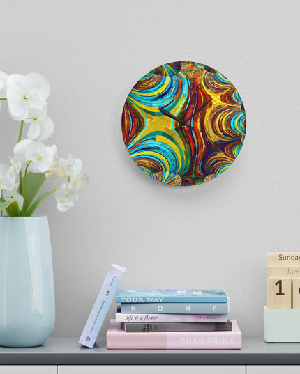 Uzi Spiral Alpha Acrylic Wall Clock, Round or Square, 10.75" x 10.75"