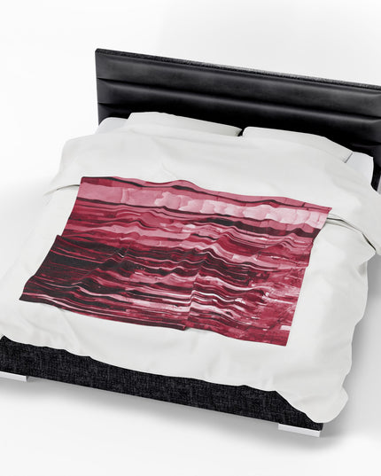 Striped Ruby Velveteen Plush Blanket, 50" x 60"