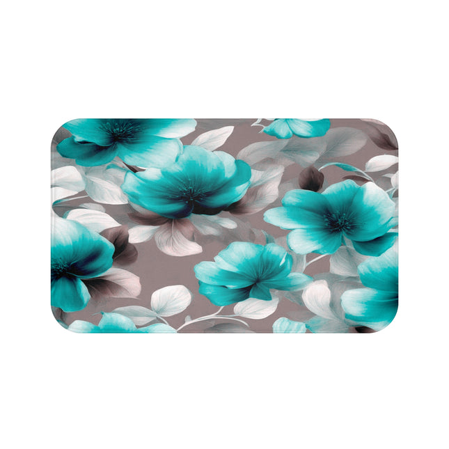Tif Green Gray Floral Bunch 34" x 21" Bath Mat