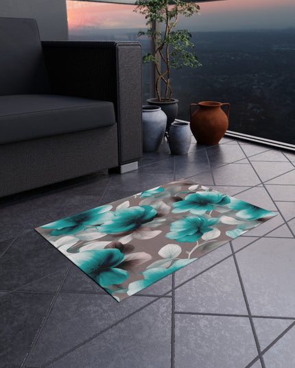 Tif Green Gray Floral Bunch Outdoor Rug, 24" x 36"