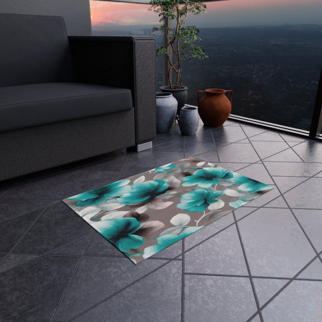 Tif Green Gray Floral Bunch Outdoor Rug, 24" x 36"