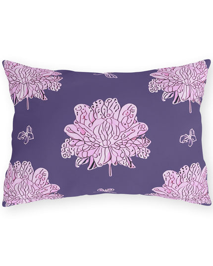Magenta Floral Butterflies 20" x 14" Outdoor Pillow