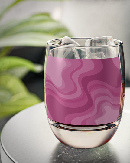 Pinky Mauve Wavey Whiskey Glass, 6 oz