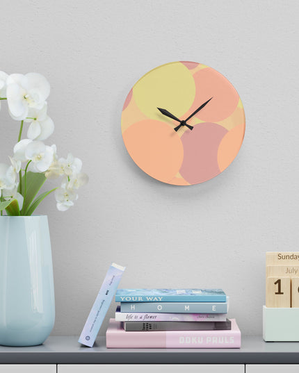 Pastel Hot Peach Patches Acrylic Wall Clock, Round or Square, 10.75" x 10.75"