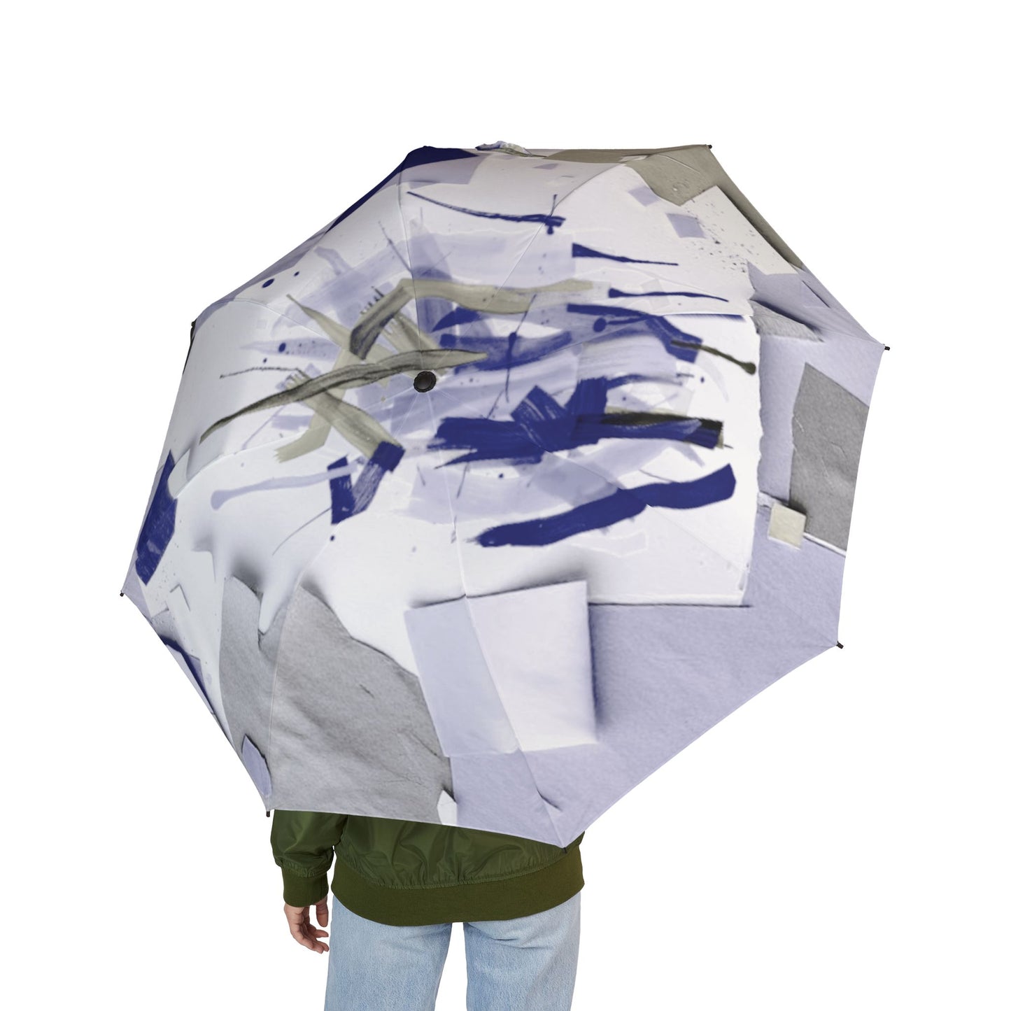Sheer Blue Gray Paper Paint Foldable Umbrella - Compact & Chic