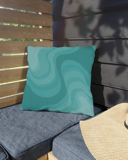Tif Green Wavey 16" x 16" Outdoor Pillow