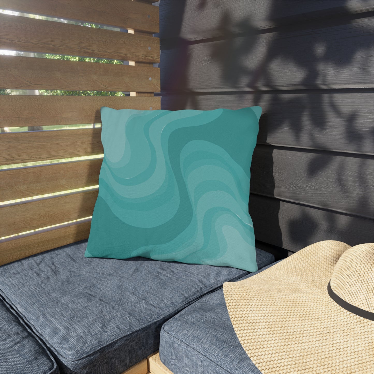 Tif Green Wavey 16" x 16" Outdoor Pillow