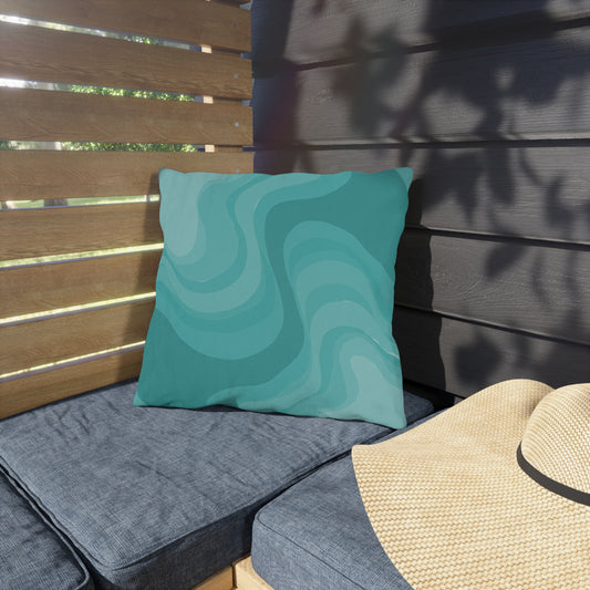 Tif Green Wavey 16" x 16" Outdoor Pillow