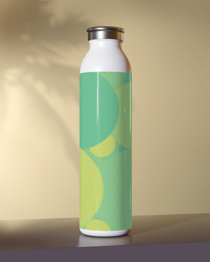 Pastel Green Patches Slim Water Bottle, 20 oz White