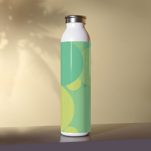 Pastel Green Patches Slim Water Bottle, 20 oz White