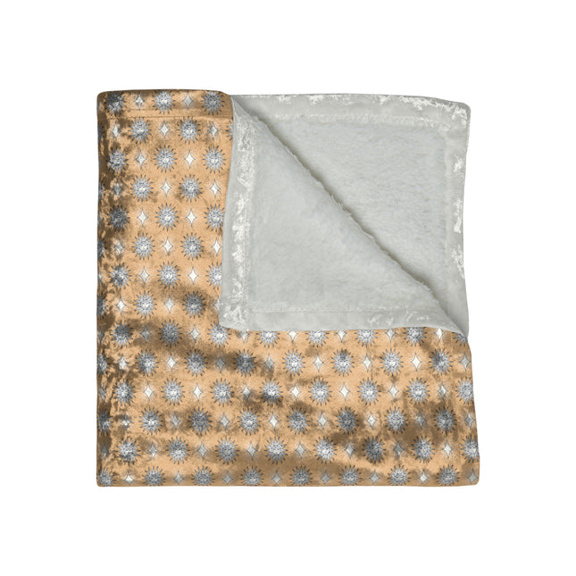 Tan Sunset Star-crossed Bodies Crushed Velvet Blanket, 50" x 60"