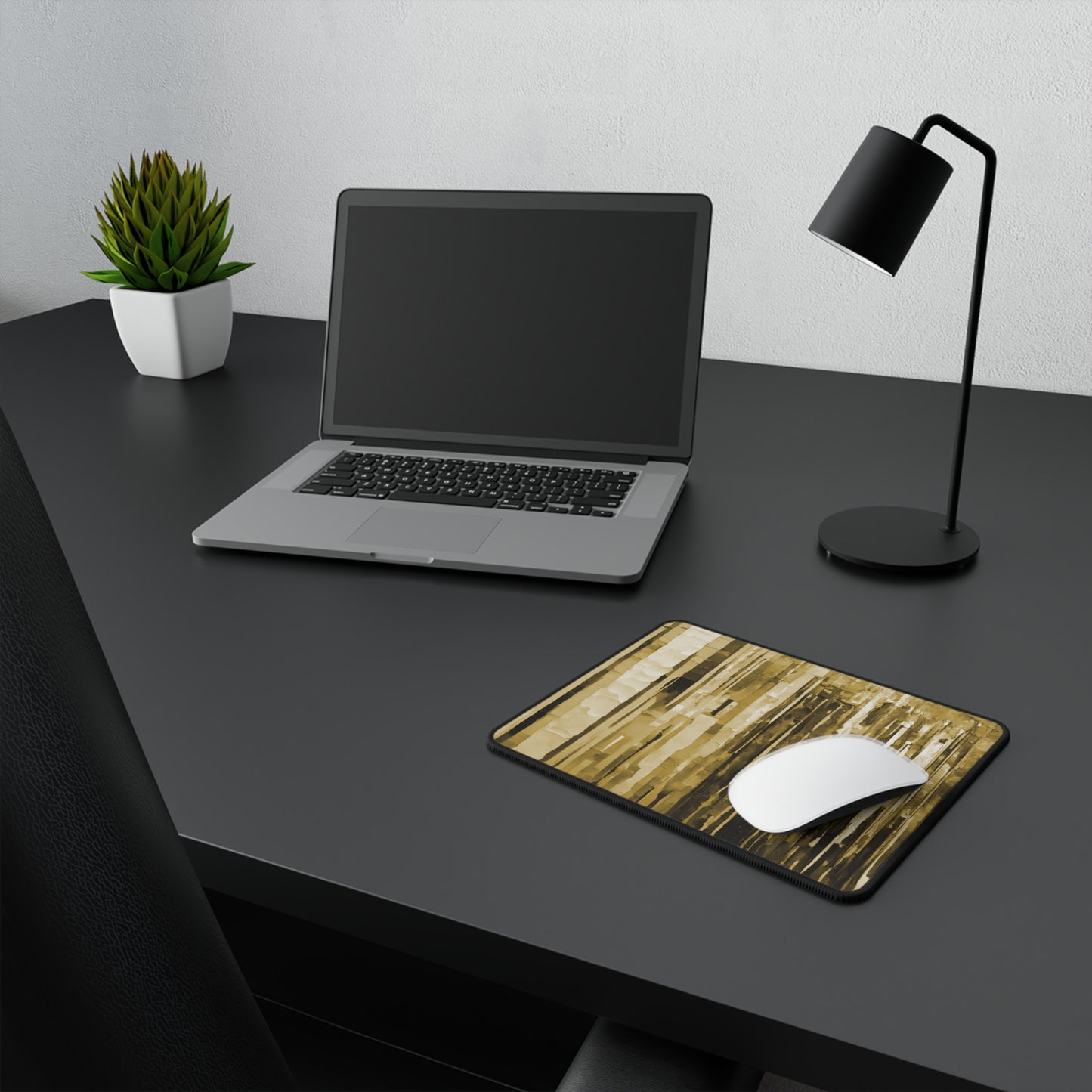 Striped Light Brown Non-Slip Gaming Mouse Pad, 9.5" X 8" Rectangle