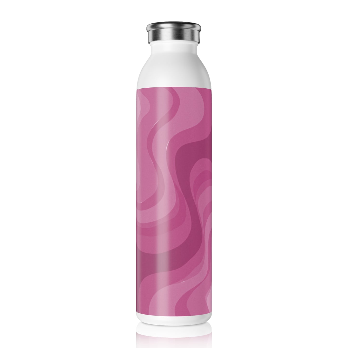 Pinky Mauve Wavey Slim Water Bottle, 20 oz White