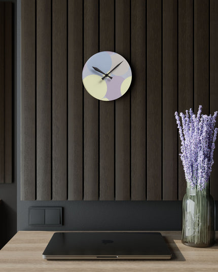 Pastel Soft Blue and Soft White Patches Acrylic Round Wall Clock, 8" x 8"
