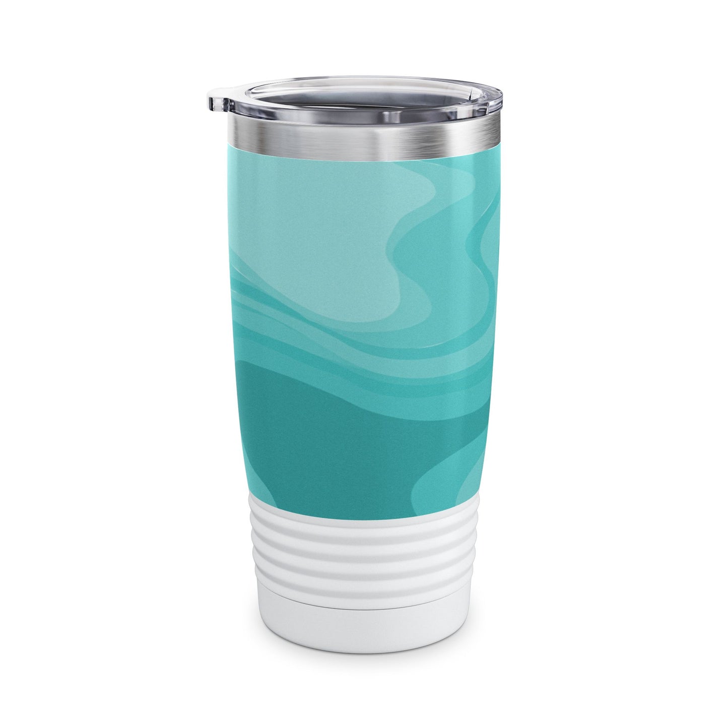 Tif Green Wavey Ringneck Tumbler, 20oz in white, steel and black