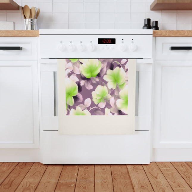 Lime Lavender Floral Bunch Cotton Tea Towel 19.6" x 27.5"
