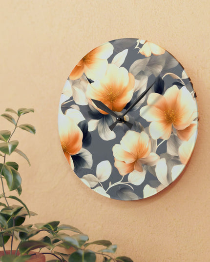 Soft Blossom Floral Bunch Acrylic Wall Clock, Round or Square, 10.75" x 10.75"