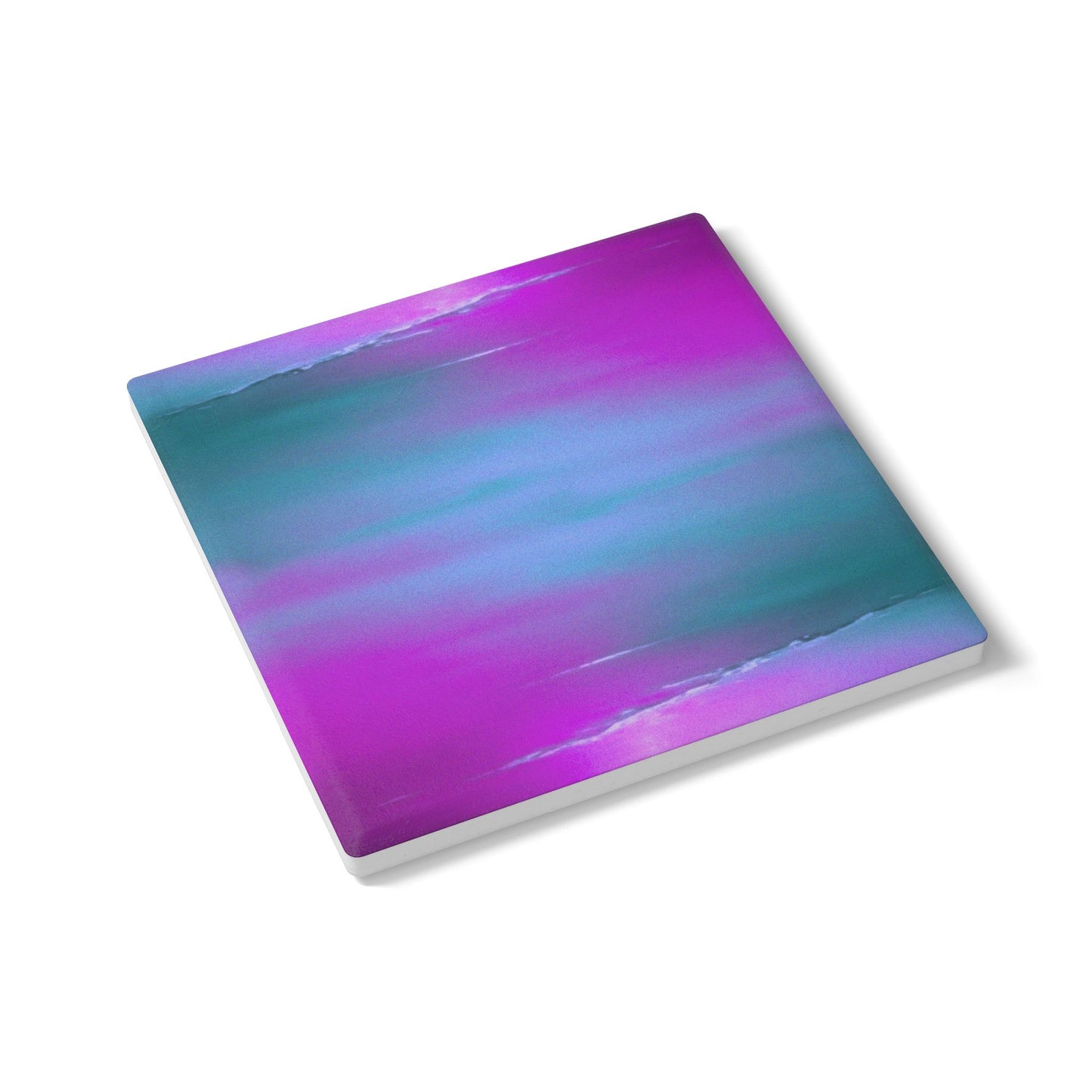 Dark Blue Green Sea Purple Fog 4" x 4" Square Ceramic Coaster