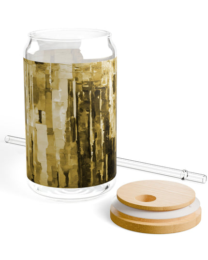 Striped Light Brown Sipper Glass, 16oz