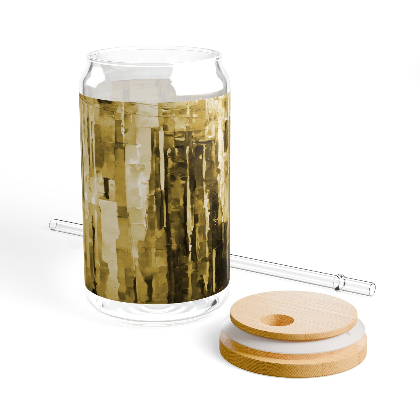 Striped Light Brown Sipper Glass, 16oz