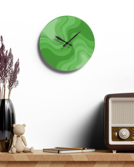 Greenie Meanie Wavey 10.75" x 10.75" Round or Square Acrylic Wall Clock