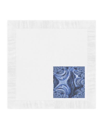 Uzi Spiral Deep Blue White Coined Napkins, 6.5" x 6.5"