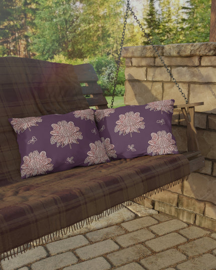 Pink Floral Butterflies 20" x 14" Outdoor Pillow