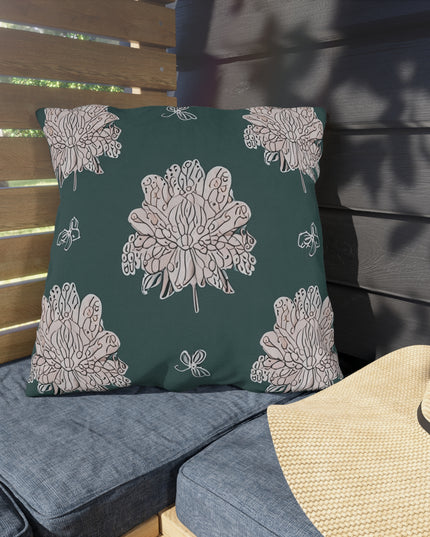 Soft White Floral Butterflies 20" x 20" Outdoor Pillow