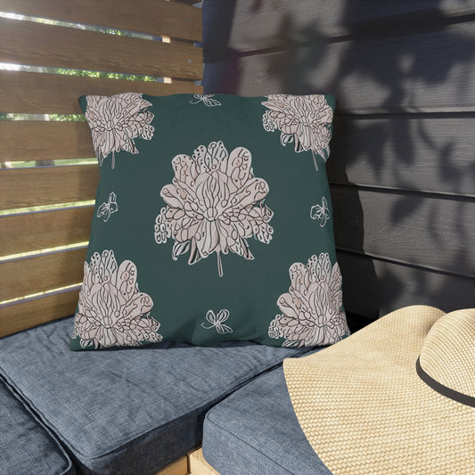 Soft White Floral Butterflies 20" x 20" Outdoor Pillow