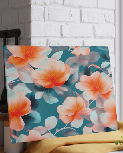 Orange Blossom Floral Bunch Glass Cutting Board, 11" x 15"