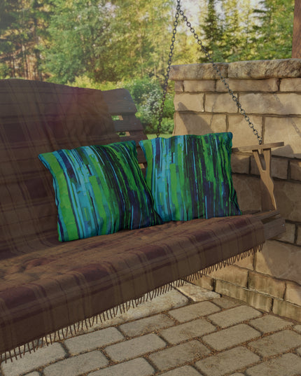 Striped Blue Green Pastel 16" x 16" Outdoor Pillow