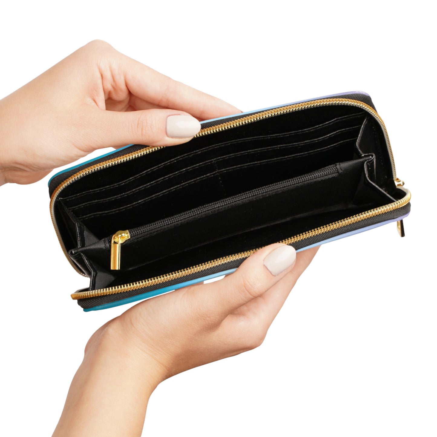 Wine Sea Blue Fog Elegant Abstract Zipper Wallet - Stylish & Functional Accessory for Everyday Use