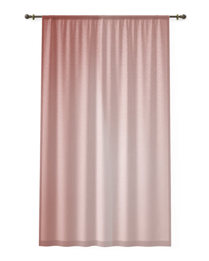 Rose Red Fade Sheer Window Curtain, 50" x 84", partially transparent